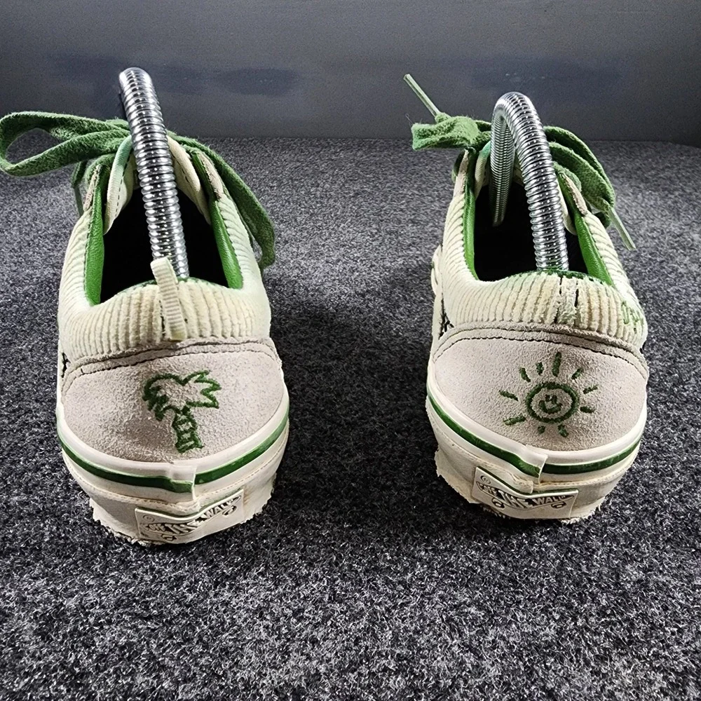 Vans Cocona Hiraki Old Skool Skate Shoes Women 7.5 Cream Green Corduroy  Suede